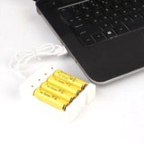 USB 3/4 Slot Fast Battery Charger: Short-Circuit Protection for AA/AAA Rechargeable Batteries