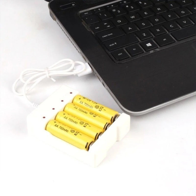 USB 3/4 Slot Fast Battery Charger: Short-Circuit Protection for AA/AAA Rechargeable Batteries