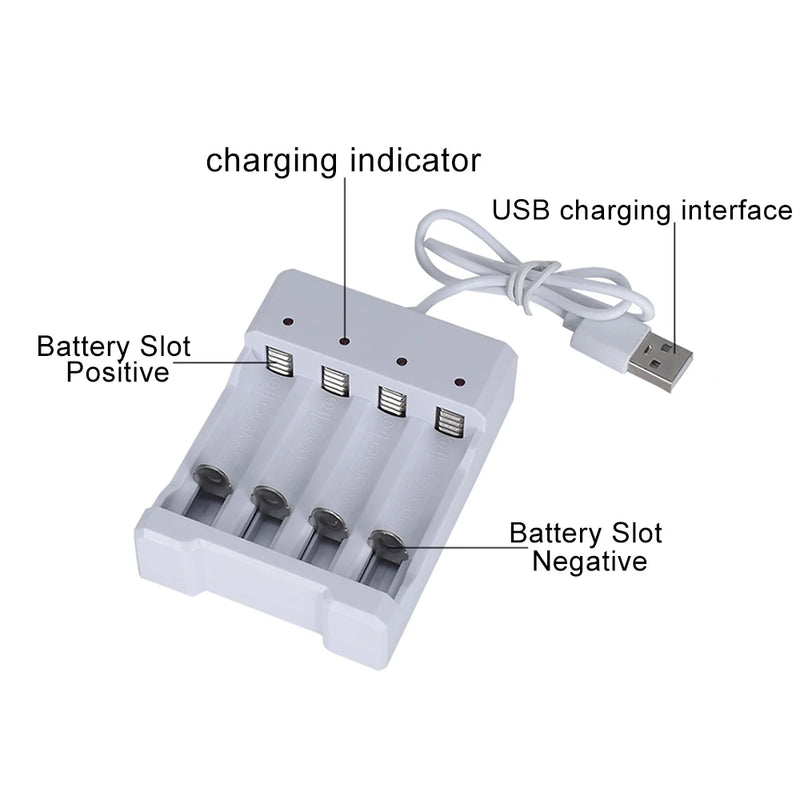 USB 3/4 Slot Fast Battery Charger: Short-Circuit Protection for AA/AAA Rechargeable Batteries