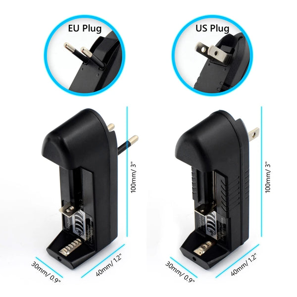 US Portable Single-Slot Wall Charger: 3.6V/3.7V for 18650, 26650, 16340, 18350 Lithium Batteries