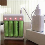 USB 3/4 Slot Fast Battery Charger: Short-Circuit Protection for AA/AAA Rechargeable Batteries