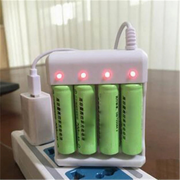 USB 3/4 Slot Fast Battery Charger: Short-Circuit Protection for AA/AAA Rechargeable Batteries
