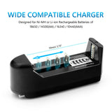 US Portable Single-Slot Wall Charger: 3.6V/3.7V for 18650, 26650, 16340, 18350 Lithium Batteries