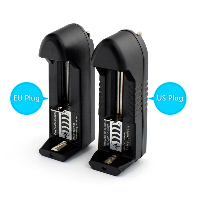 US Portable Single-Slot Wall Charger: 3.6V/3.7V for 18650, 26650, 16340, 18350 Lithium Batteries