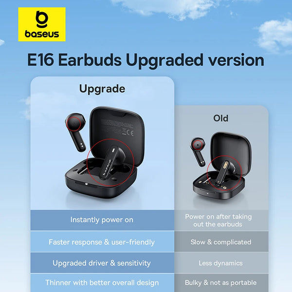 Baseus Bowie E16 Wireless Earbuds – Bluetooth 5.3, 30H Battery, IPX4 Waterproof