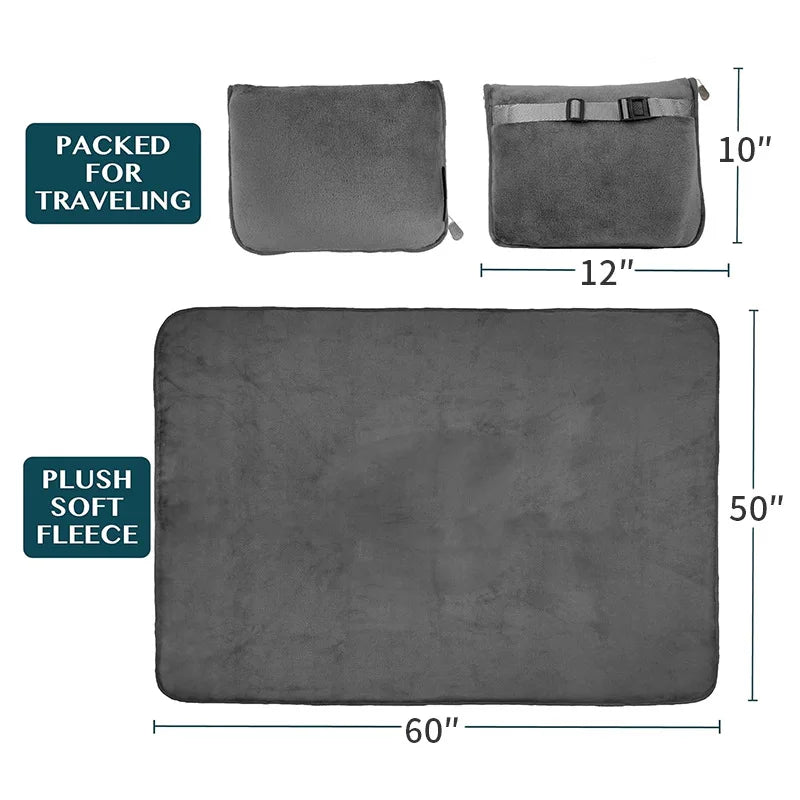 ZK20 Travel Blanket & Pillow – Soft, Compact with Bag & Clip