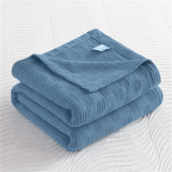 Soft 100% Cotton Knitted Throw Blanket – Lightweight Sofa & Bed Cover