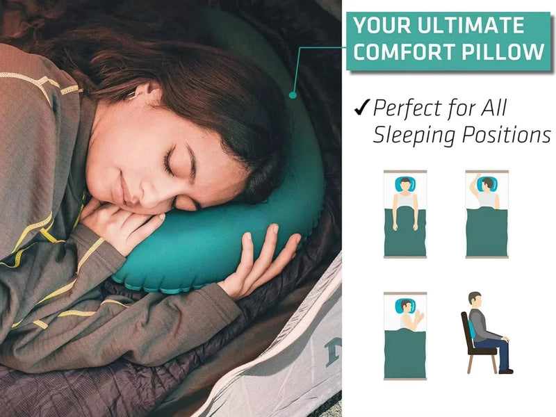 Ultralight Inflatable Travel Pillow: Ergonomic Neck & Lumbar Support for Camping, Hiking