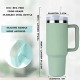 40oz Stainless Steel Tumbler with Handle & Straw – Durable Sports & Coffee Cup