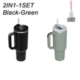 40oz Stainless Steel Tumbler with Handle & Straw – Durable Sports & Coffee Cup