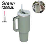 40oz Stainless Steel Tumbler with Handle & Straw – Durable Sports & Coffee Cup