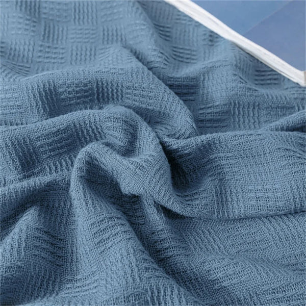 Soft 100% Cotton Knitted Throw Blanket – Lightweight Sofa & Bed Cover