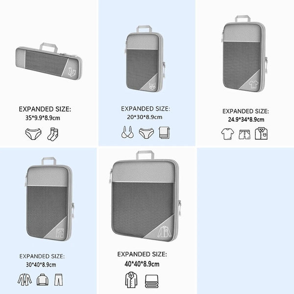 5-Pack Compression Packing Cubes – Lightweight & Durable Travel Essentials