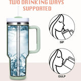 40oz Stainless Steel Tumbler with Handle & Straw – Durable Sports & Coffee Cup