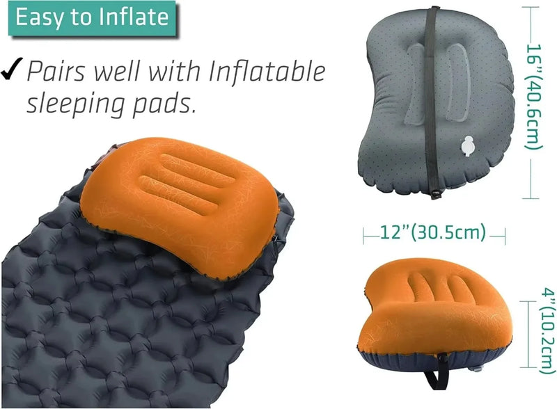 Ultralight Inflatable Travel Pillow: Ergonomic Neck & Lumbar Support for Camping, Hiking