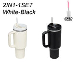 40oz Stainless Steel Tumbler with Handle & Straw – Durable Sports & Coffee Cup