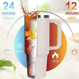 40oz Stainless Steel Tumbler with Handle & Straw – Durable Sports & Coffee Cup