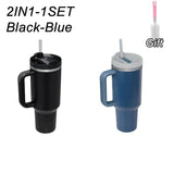 40oz Stainless Steel Tumbler with Handle & Straw – Durable Sports & Coffee Cup