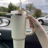 40oz Stainless Steel Tumbler with Handle & Straw – Durable Sports & Coffee Cup