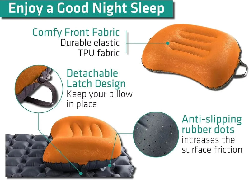 Ultralight Inflatable Travel Pillow: Ergonomic Neck & Lumbar Support for Camping, Hiking