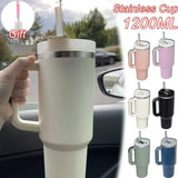 40oz Stainless Steel Tumbler with Handle & Straw – Durable Sports & Coffee Cup