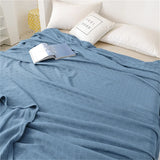 Soft 100% Cotton Knitted Throw Blanket – Lightweight Sofa & Bed Cover