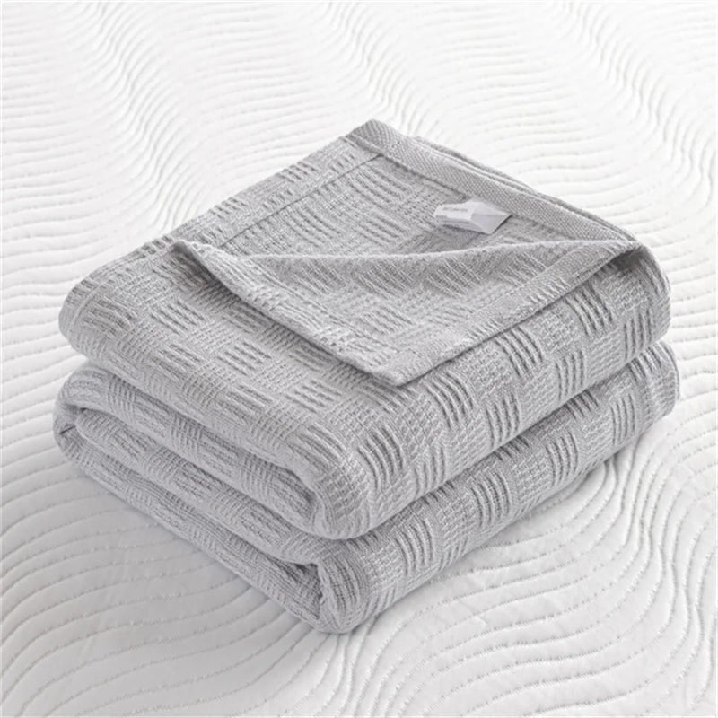 Soft 100% Cotton Knitted Throw Blanket – Lightweight Sofa & Bed Cover