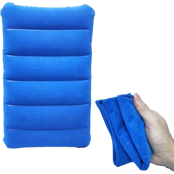 Ultralight Inflatable Camping Pillow: Compact, Flocked, for Travel, Hiking, Backpacking & Neck Support